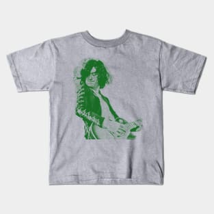 35 jimmy page - green solid style Kids T-Shirt